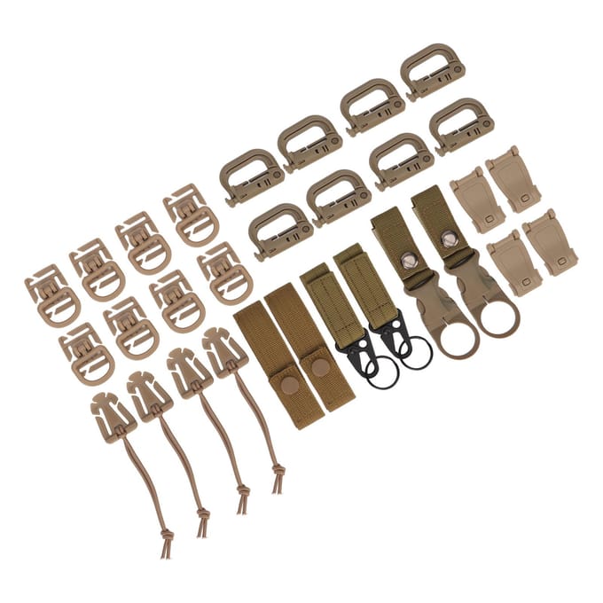 30 Stuks Molle Bevestigingen D-gesp Rugzakgesp Nylon Lint Rugzakaccessoires voor Picknicks brown