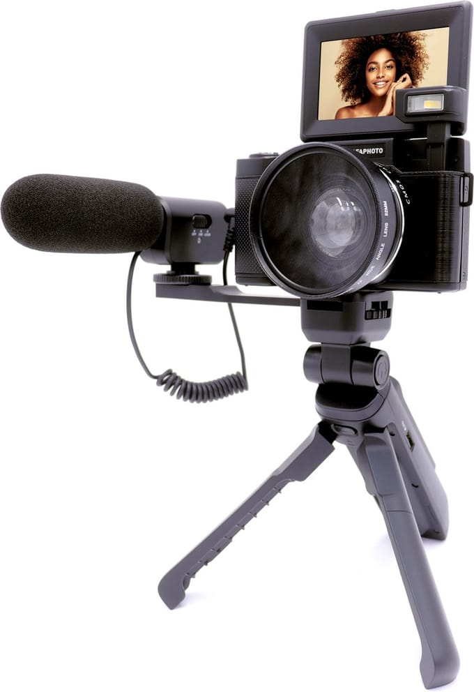 Agfaphoto Realishot VLG-4K + Powerbank tripod + Remote control + Mic + Micro SD 32Gb