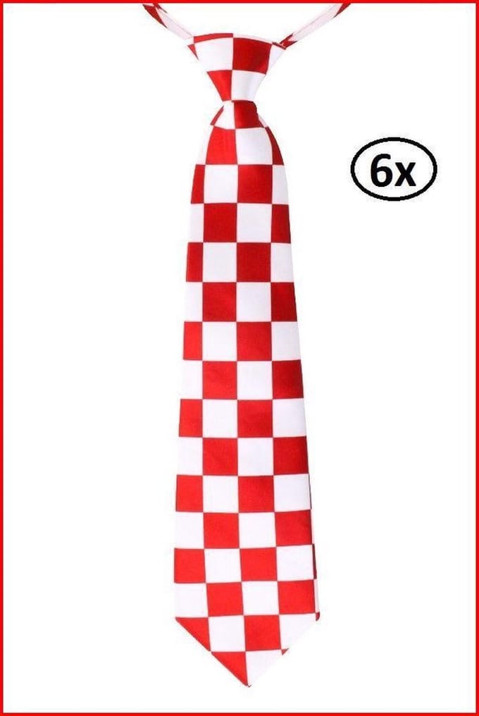 Stropdas rood/wit geblokt