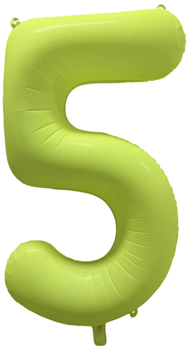 Riethmüller - Folieballon cijfer 5 - neon geel - 86 cm