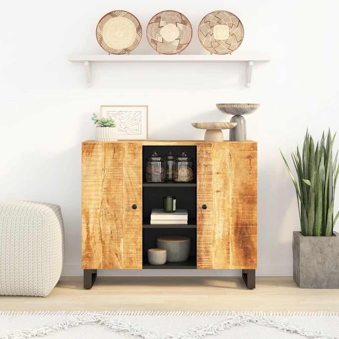 vidaXL - Dressoir - met - 2 - deuren - 90x33x75 - cm - massief - mangohout