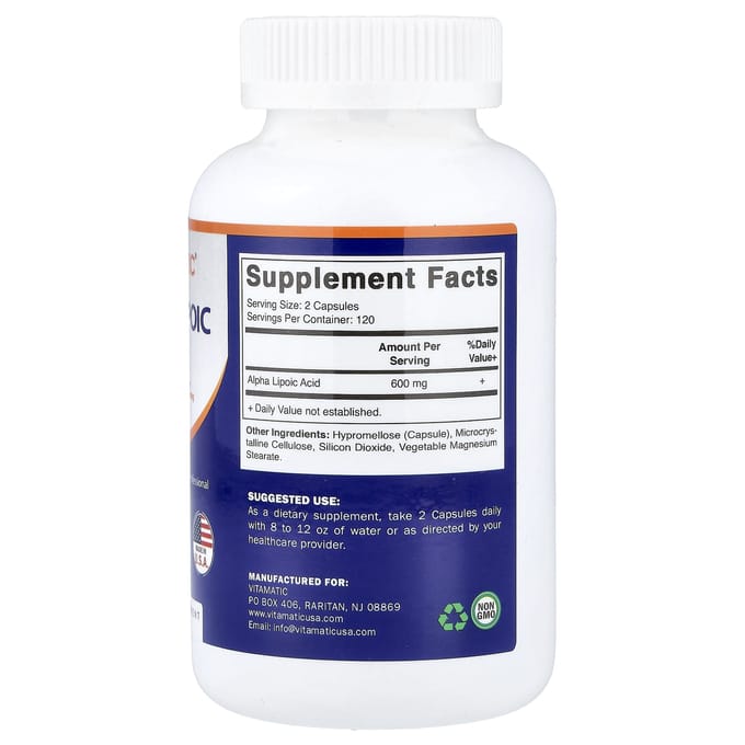 Vitamatic, Alpha Lipoic Acid, 600mg, 240 Veggie Capsules (300mg per capsule)