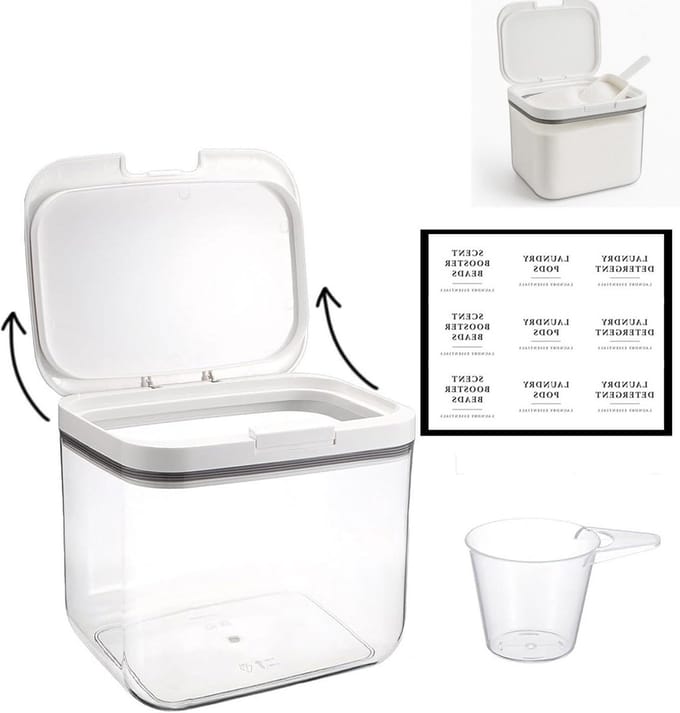 Opslagbox voor Wasmiddel en Poeder, Herbruikbare Luchtdichte Container voor Wasbeads, Rijst en Meel, 4.5L