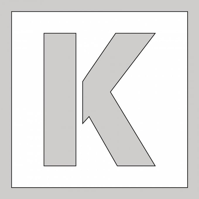 Spuitsjabloon letter K - dibond 500 x 500 mm