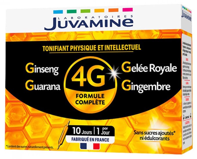 Juvamine 4G Ginseng Royal Jelly Guarana Gember 10 Ampullen