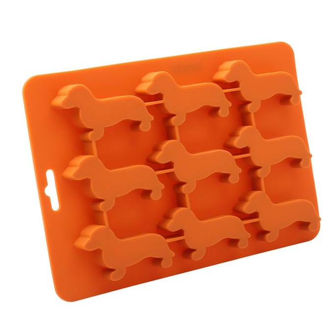 Moule à glaçons créatif en silicone en forme de chiot teckel, pour biscuits au chocolat, bac à glaçons, ustensiles de cuisine, gadgets orange