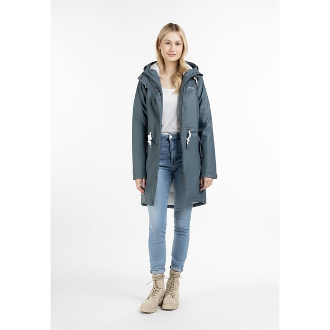 ICEBOUND Gewatteerde mackintosh stadsregen Dames blauw-grijs