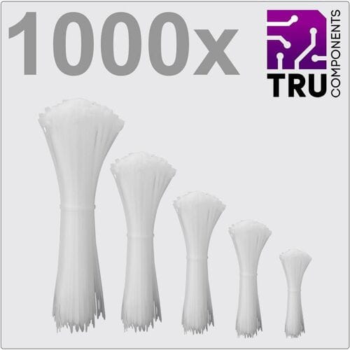 TRU COMPONENTS TC-12888564 T24CA073 Kabelbinder 3.6 mm Wit UV-gestabiliseerd 1000 stuk(s)