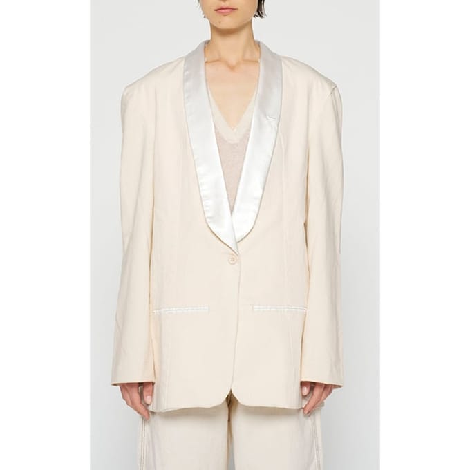 10DAYS Smoking Blazer Slub Twill Ecru Größe: XL | Blazer Outlet | Damen | Braun