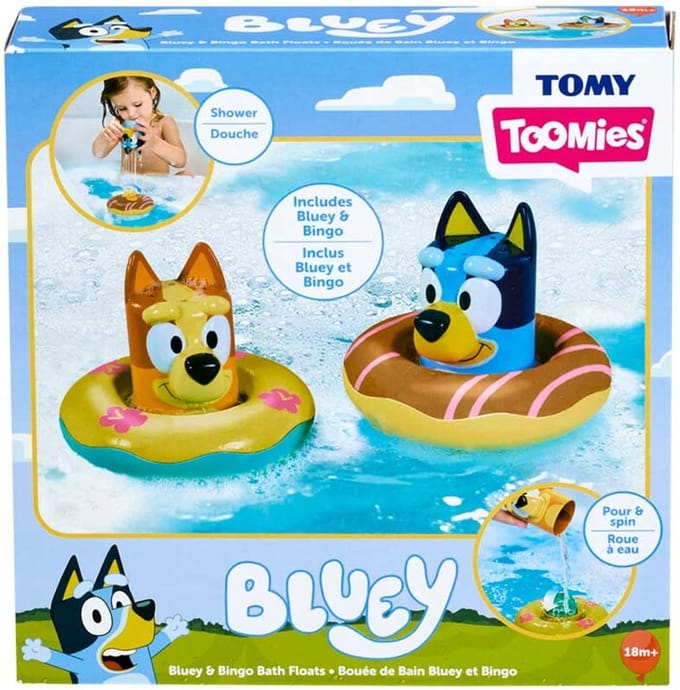 Tomy badspeelgoed Bluey drijvende figuren 2-pack multicolor.