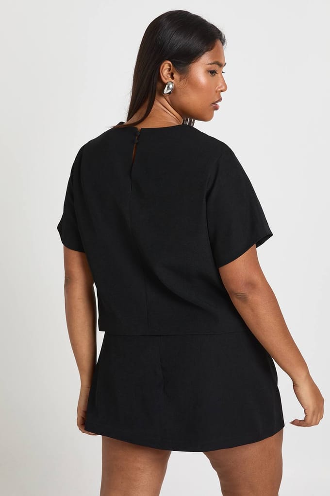 boohoo Dames Plus Diamante Skort | Zwart | Maat: 52