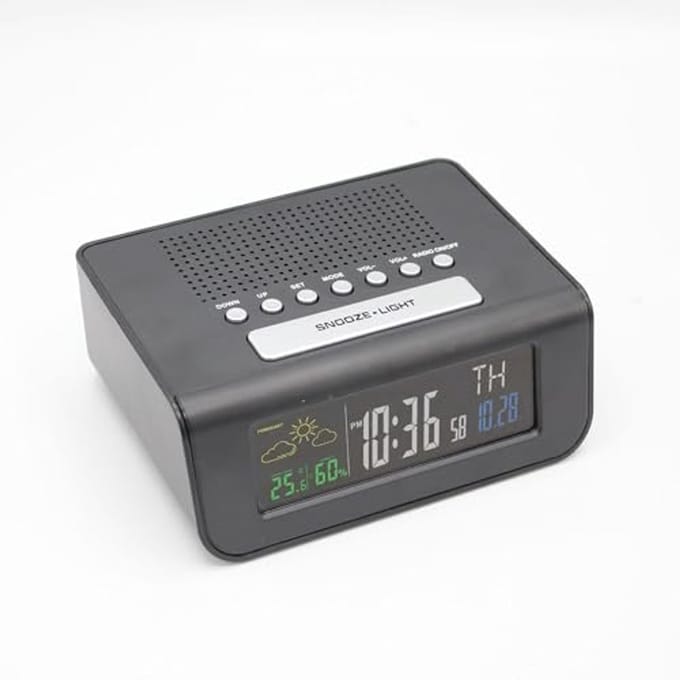 Radiowekker - Zwart/Grijs - Groot LCD-display - Dynamische kleuren - Voor Thuisgebruik