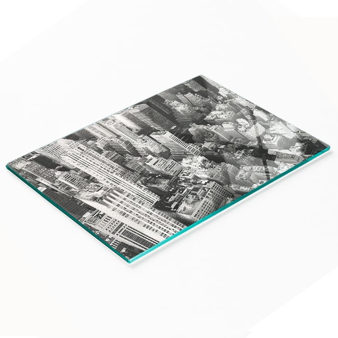 Multifunctioneel decoratief glazen bord met New York-print, 80x52 cm