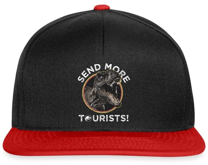 Jurassic Park T-Rex Send More Tourists! Snapback cap