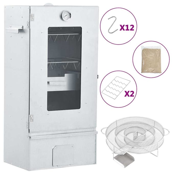 vidaXL BBQ-rookoven met koude rookgenerator gegalvaniseerd staal