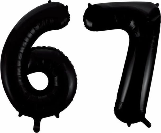 Folieballon 67 jaar zwart 41cm