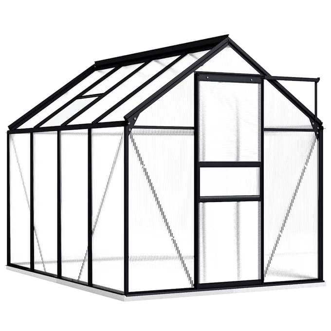 vidaXL - Tuinkas - met - basisframe - 4,75 - m² - aluminium - antracietkleurig