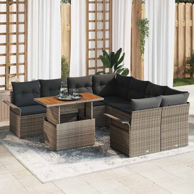 vidaXL - Tuinbank - Set - met - kussen - Grijs