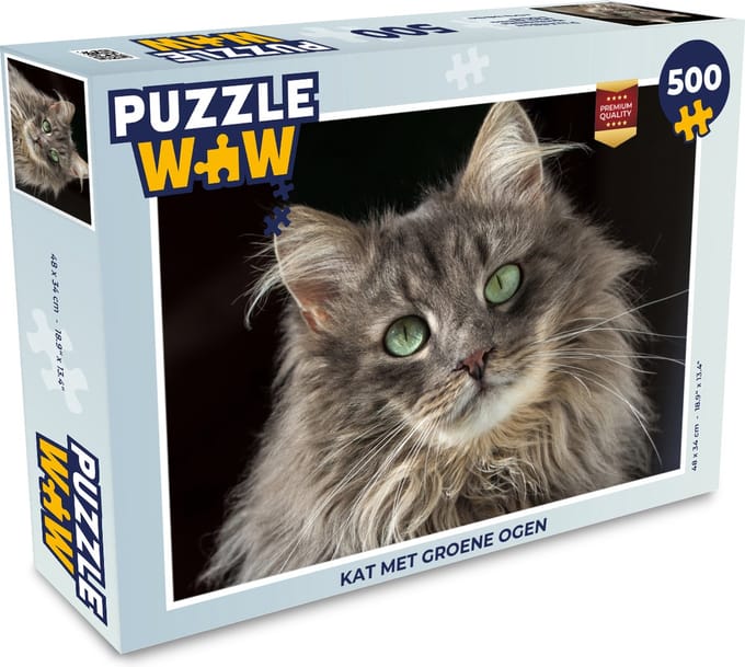 Puzzel Kat met groene ogen - Legpuzzel - Puzzel 500 stukjes