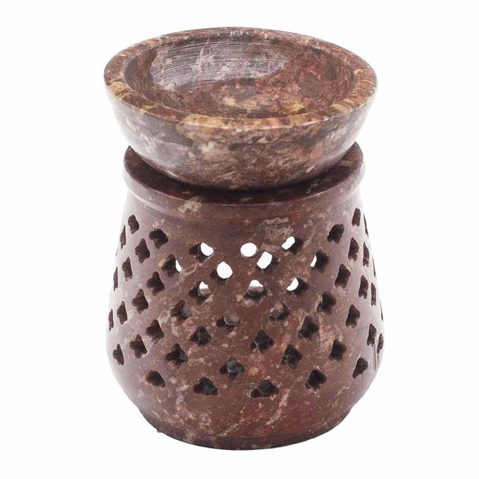 Kleine zeepstenen oliebrander 8 cm - Klassiek