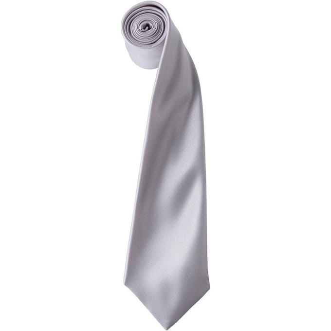 Premier Kleurencollectie Satijnen Stropdas (Zilver)