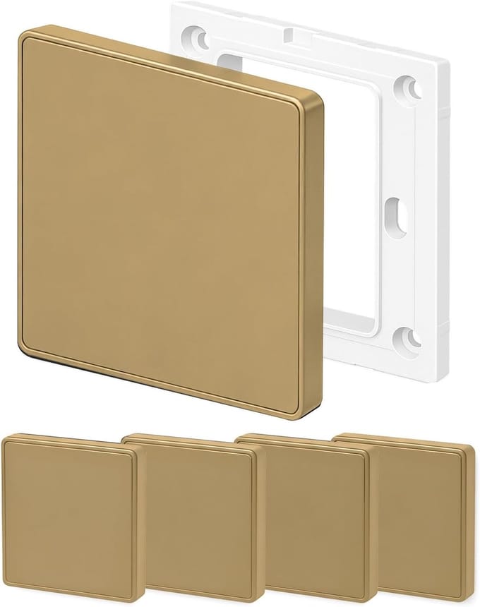Blind Wall Plate - Socket Cover - Wand Afwerken - Schroefloos Ontwerp - 8.6 x 8.7 cm - Goud