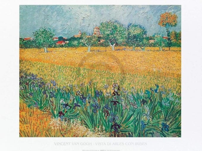 Kunstdruk Vincent Van Gogh - Vista di Arles Con Irises 80x60cm