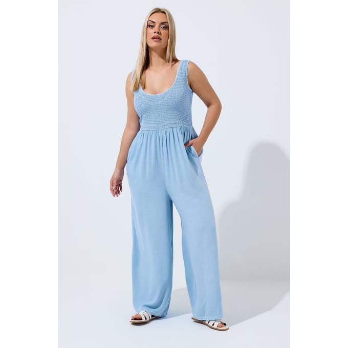 Limited Collection Blauwe Chambray Jumpsuit Met Plooien Size 50-52