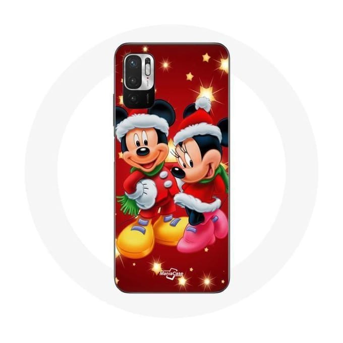 Coque pour Xiaomi Redmi Note 10 5G Mickey Mouse et Minnie Mouse le jour de Noël