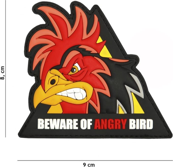 Embleem 3D PVC beware of angry bird driehoek