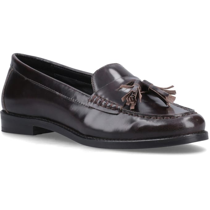 Hush Puppies Connie Leren Dames Aubergine Instappers