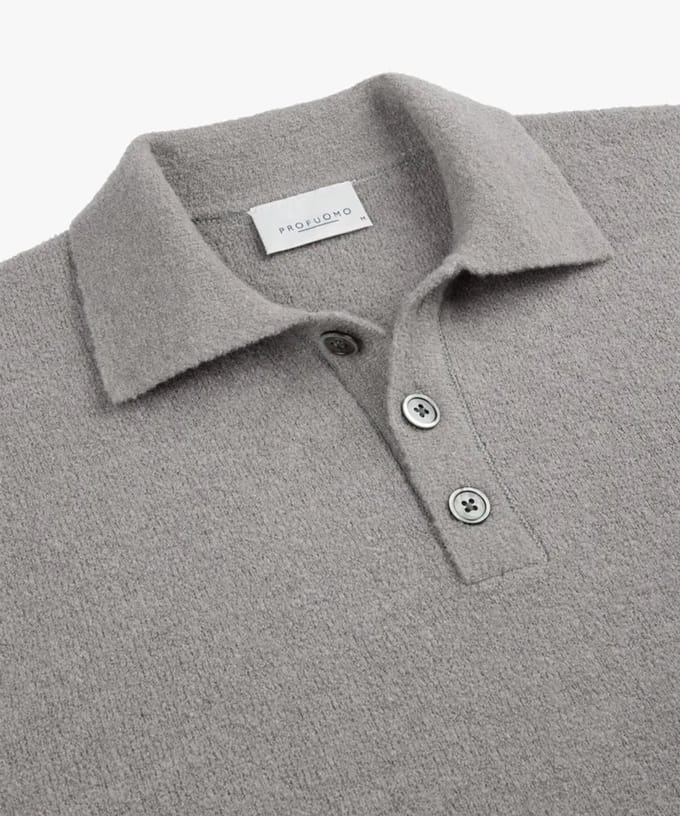 Polo lange mouwen Profuomo Grijs wol gebreid