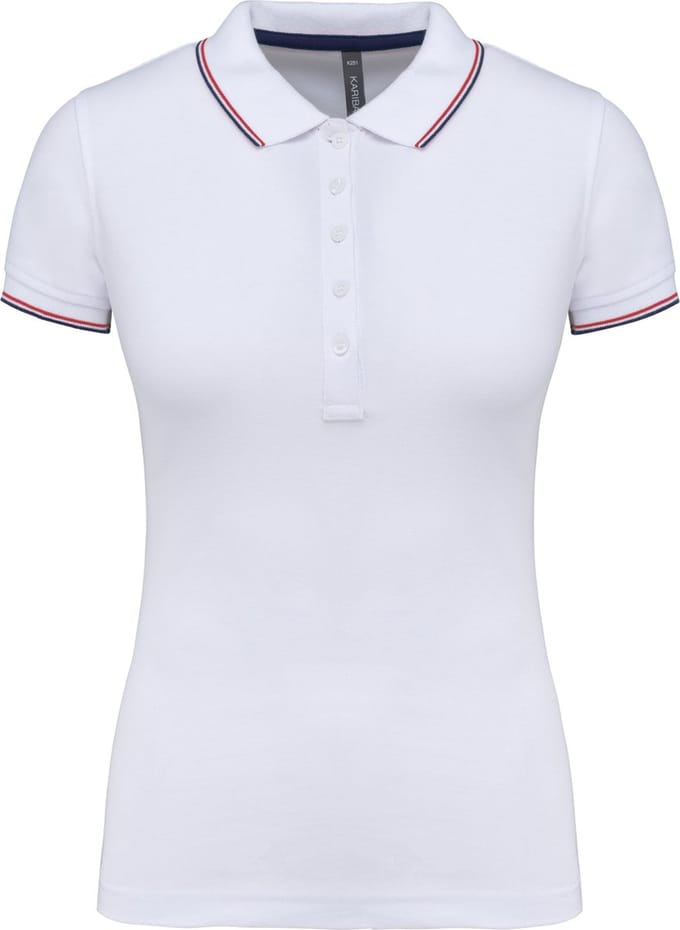 Kariban Damespolo korte mouwen K251 - White / Navy / Red - S