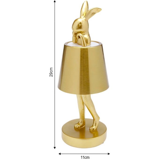KARE LED-batterijlamp Animal Rabbit, goud, IP54, 29 cm
