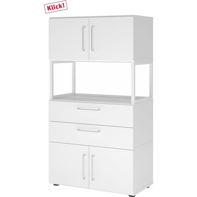 FlexWall | 4 OH | 2x deuren + laden + frame | met verstelbare poten - Wit/Wit