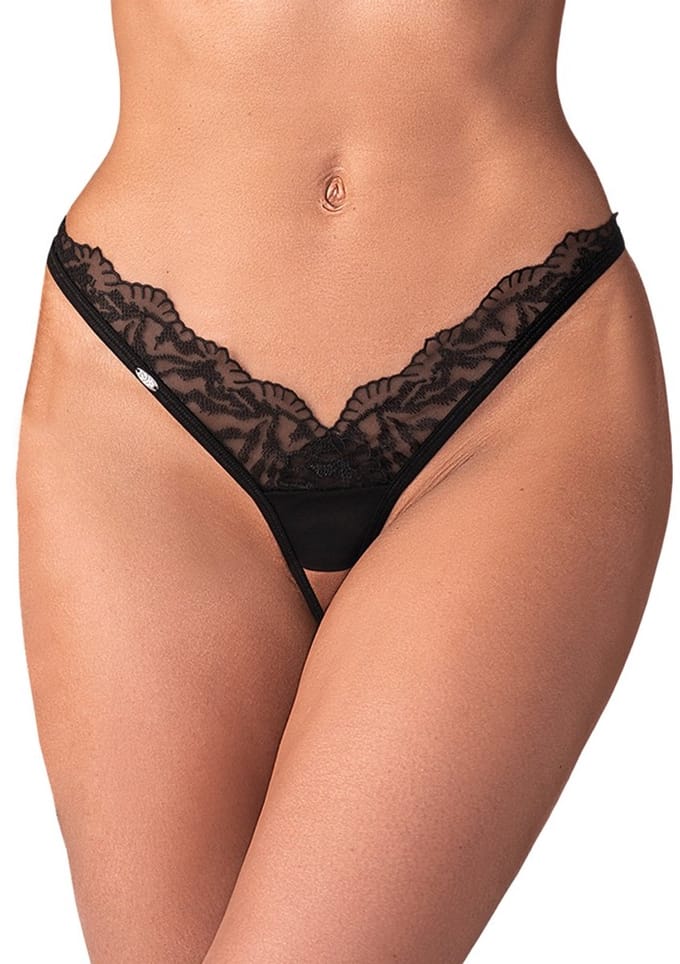 Obsessive - Arrowel String Met Open Kruisje - Zwart