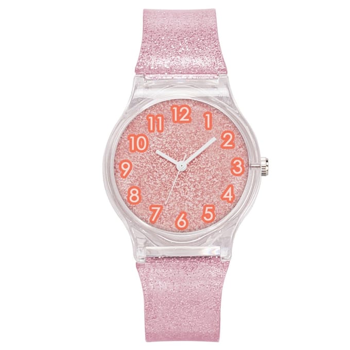 Fako - Kinderhorloge - Shiny Glitter - Plastic - 34mm - Roze