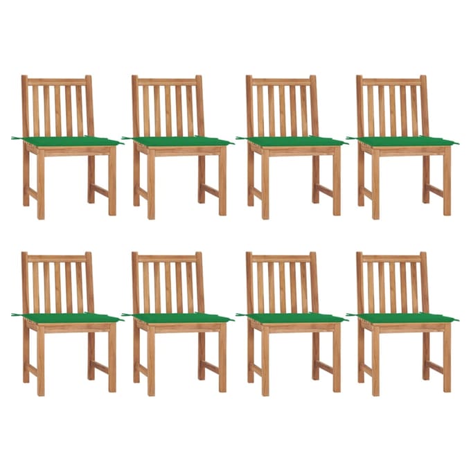 vidaXL - Tuinstoelen - 8 - st - met - kussens - massief - teakhout