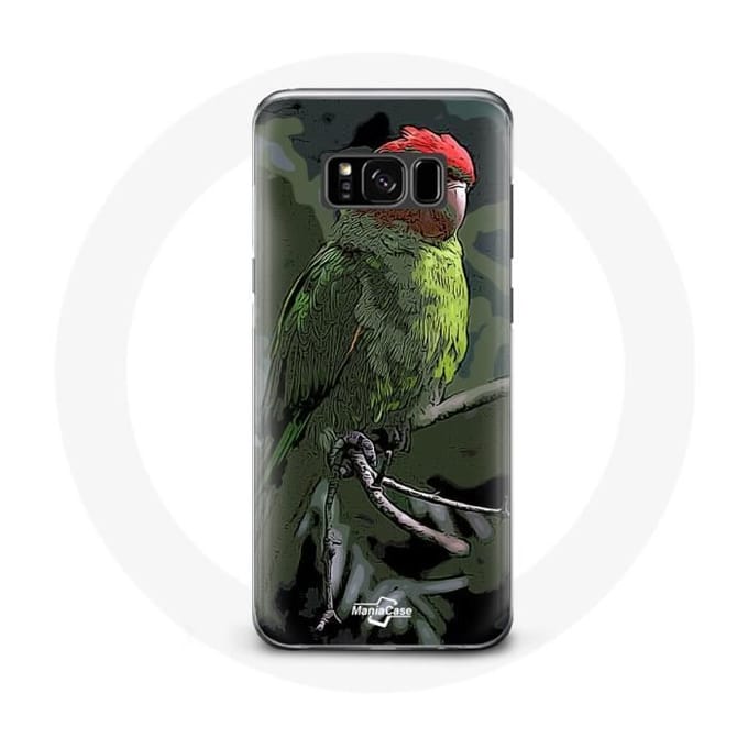 Coque - MANIACASE - Samsung Galaxy S8 Plus - Souple - Pionus Perroquet - Rouge Vert rouge