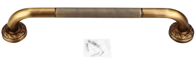 Badkamer Handgreep - Steunbeugel Douche - Veilige Ondersteuning - Massief Messing - 48.5 cm - Antiek Brons