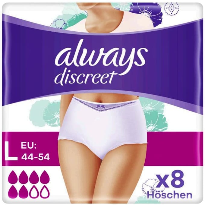 Always Discreet Pants Large Plus White 8 st