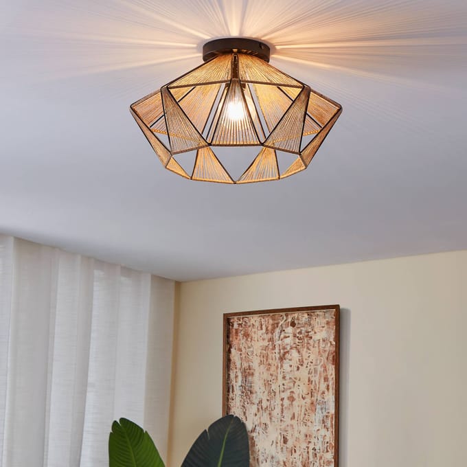 EGLO Adwickle Plafondlamp - E27 - Ø 44,5 cm - Zwart/Bruin