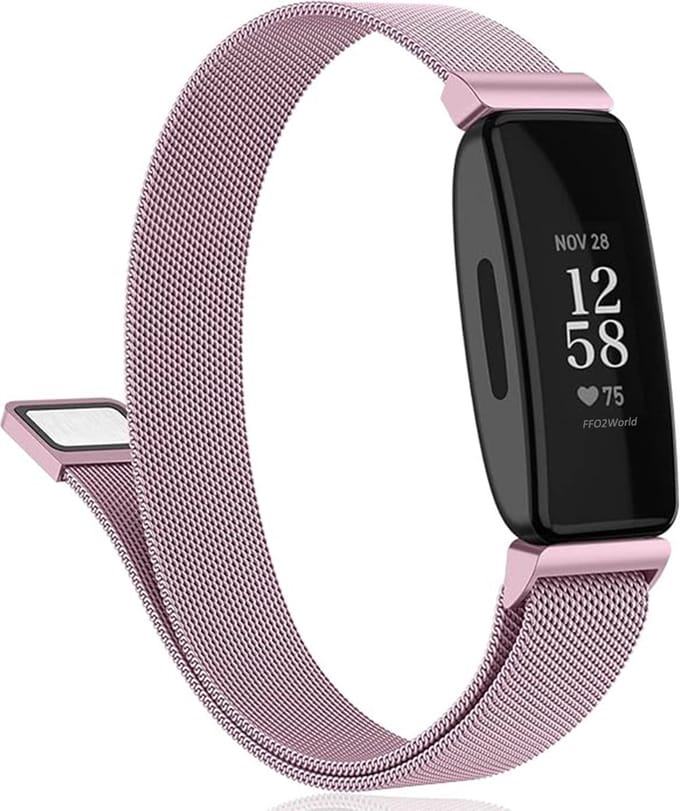 Stravo Luxe Milanese bandje - Roze - geschikt voor Fitbit Inspire/HR/2 - RVS Milanees - Small