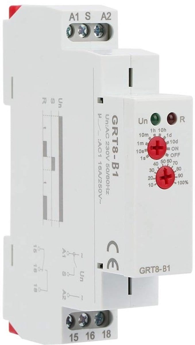Allecto - Tijdrelais - Instelbare Vertraging - Din Rail - 220V - Tot