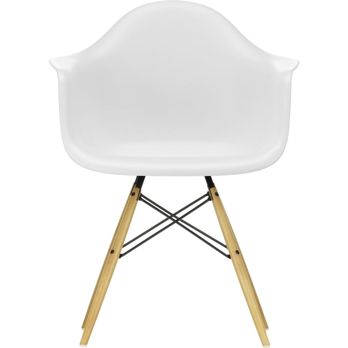 Vitra DAW Eames Plastic Armchair - gelige esdoorn - katoen wit RE