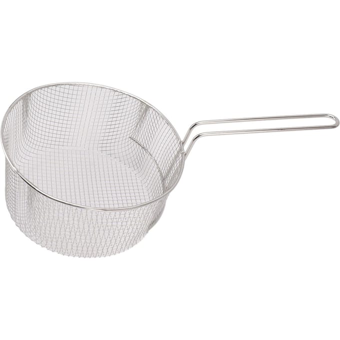 Frituurmand RVS Lange Handgreep Herbruikbaar Roestbestendig Frituurgaas voor Vis Kipnuggets Handle Without Rubber white