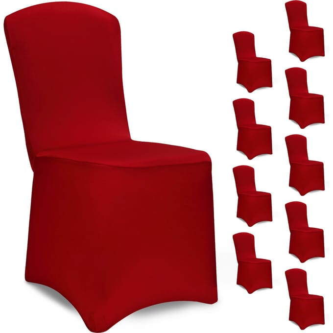 DETEX Set 10 Stoelhoezen - Eetkamerstoelen Universeel Stretch - Bordeauxrood