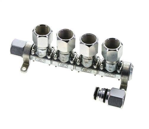 Staal/Messing DN 7.2 (Euro) Luchtkoppeling Snelkoppeling G 1/2 inch Binnendraad 4-weg - CLS7-F-E-4W-C-012