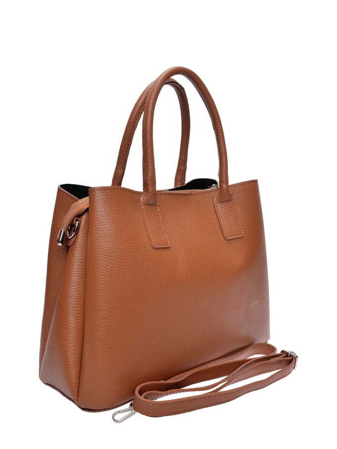 Anna Luchini Brown Rundleer Tas