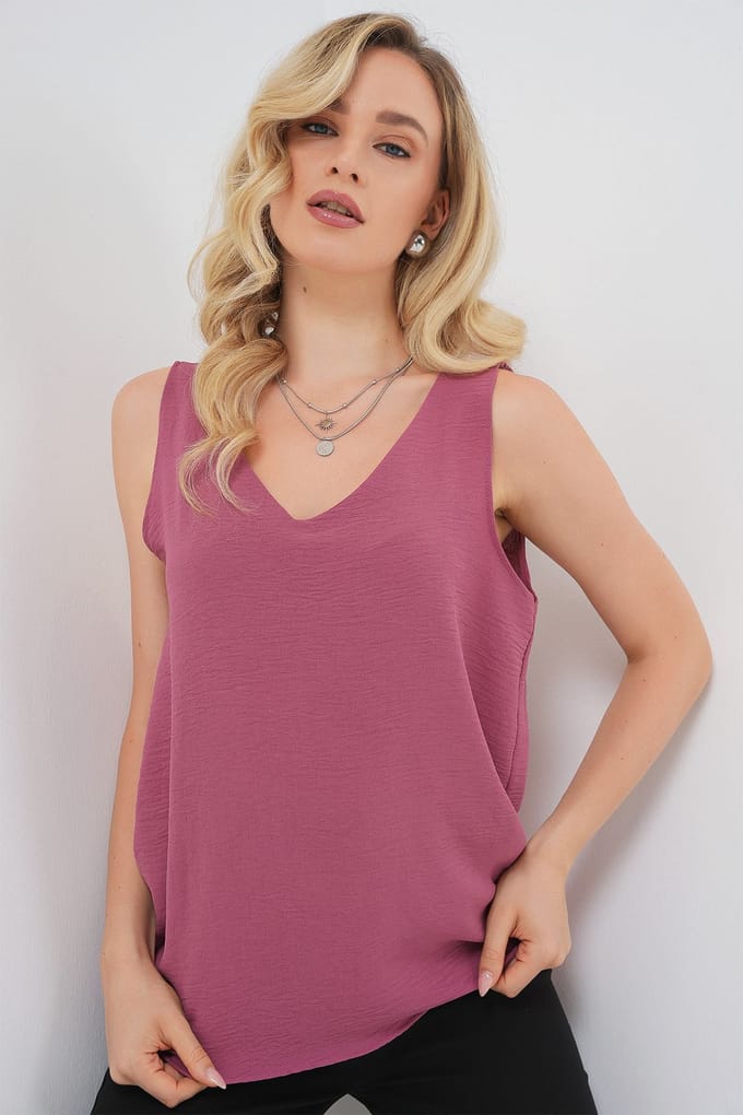 Geweven V-hals Mouwloze Blouse